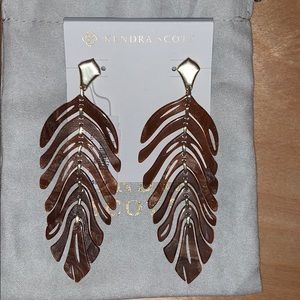 Kendra Scott Lotus Earrings-Brown Marble with Gold